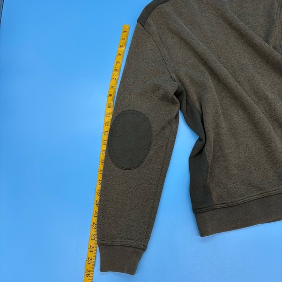 L.L. Bean Men's Green Full Zip Sweater Two-Tone Elbow Patches Cotton Size Medium - Picture 6 of 12